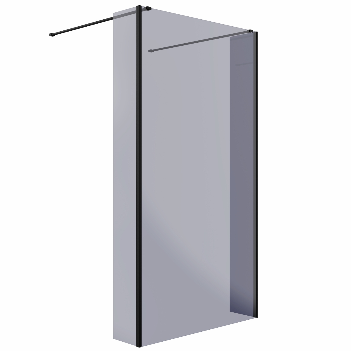 Wasdale 1100mm Black Smoked Walk Through Wet Room Screen with 215mm Hinged Return Screens