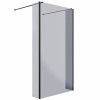 Wasdale 1100mm Black Smoked Walk Through Wet Room Screen with 215mm Hinged Return Screen