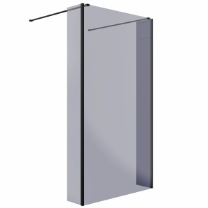 Wasdale 1100mm Black Smoked Walk Through Wet Room Screen with 215mm Hinged Return Screens