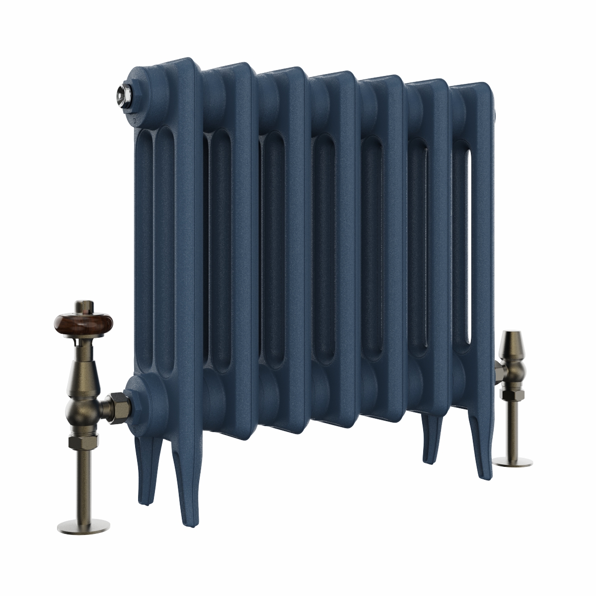 Classic  450 x 468mm  Farrow & Ball Hague Blue Triple Column Cast Iron Radiator - 7 Sections