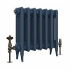 Classic  450 x 468mm  Farrow & Ball Hague Blue Triple Column Cast Iron Radiator - 7 Sections