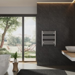 Bergen 600 x 600mm Straight White Heated Towel Rail