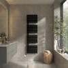 Kristiansund 1800 x 500mm Black Thermostatic Touch Control Wifi Electric Heated Towel Rail