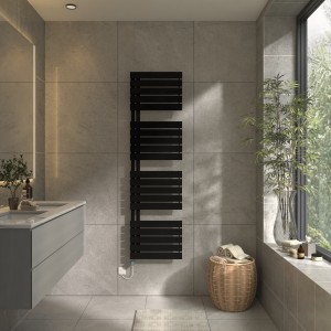 Kristiansund 1800 x 500mm Black Thermostatic Touch Control Wifi Electric Heated Towel Rail