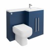 Calm Matt Blue Right Hand Combination Vanity Unit Basin L Shape with Back to Wall RAK Series 600 Toilet & Soft Close Seat & Concealed Cistern - 1100mm