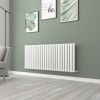 Norden 600 x 1417mm White Single Horizontal Oval Tube Designer Radiator