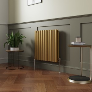 Norden 600 x 591mm Metallic Gold Double Oval Column Horizontal Designer Radiator