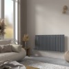Norden 600 x 1181mm Anthracite Horizontal Oval Tube Wifi Electric Radiator - 1000W