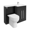 Calm Matt Black Right Hand Combination Vanity Unit Basin L Shape with Back to Wall RAK Tonique Toilet & Soft Close Seat & Concealed Cistern - 1100mm