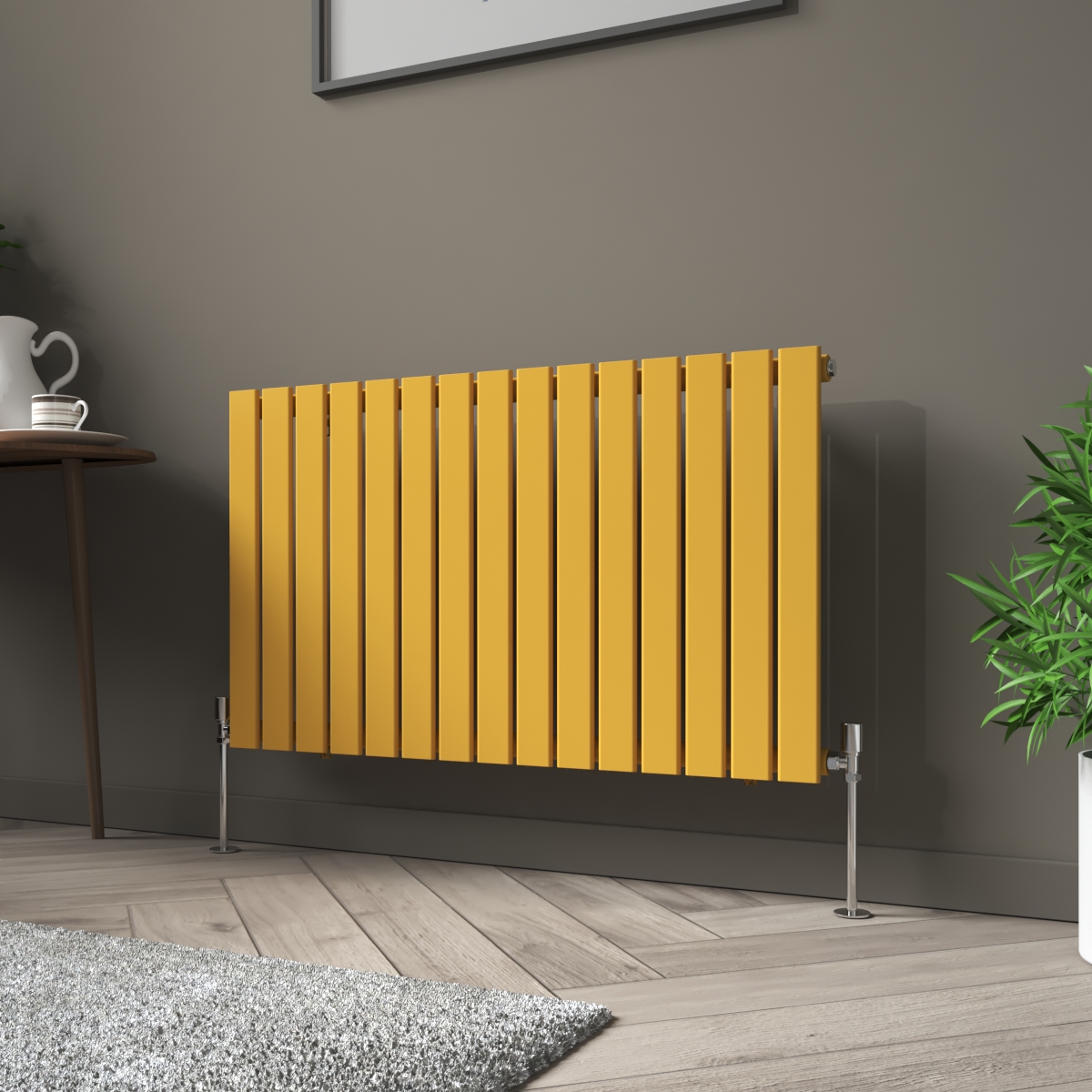 Karlstad 600 x 1022mm Zinc Yellow Single Horizontal Flat Panel Designer Radiator