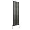 Norden 1600 x 473mm Black Silver Double Oval Column Vertical Designer Radiator