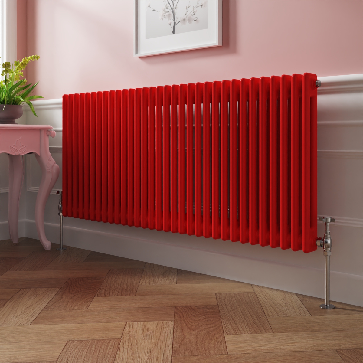 Bern 600 x 1460mm Traditional Signal Red Double Horizontal Column Radiator