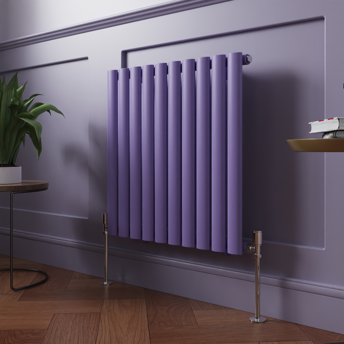 Norden 600 x 591mm Elegant Purple Single Horizontal Oval Column Designer Radiator