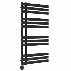 Koli 1200 x 600mm Black Thermostatic Touch Control Wifi Electric Heated Towel Rail