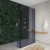 Wasdale 1100mm Black Smoked Walk Through Wet Room Screen with 215mm Hinged Return Screens