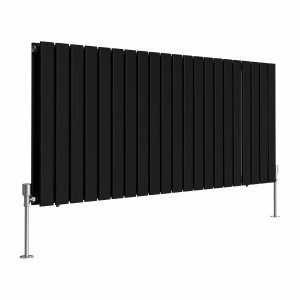 Karlstad 600 x 1430mm Black Double Horizontal Flat Panel Designer Radiator