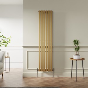Lulea 1800 x 410mm Metallic Gold Single Flat Panel Vertical Designer Radiator