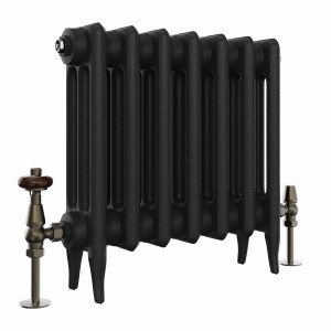 Classic 450 x 468mm Black Primered Finish Triple Column Cast Iron Radiator - 7 Sections