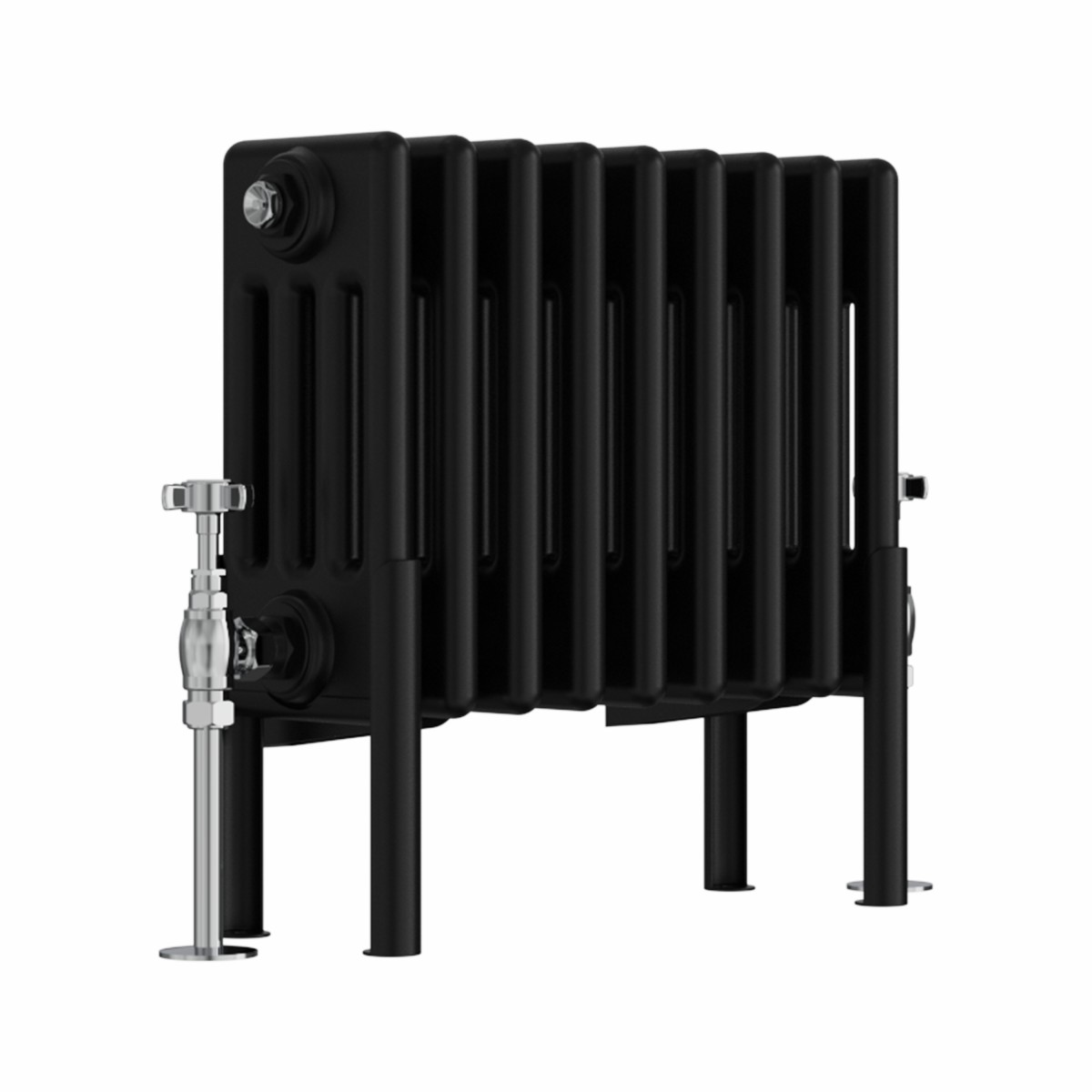 Bern 300 x 425mm Black Four Column Horizontal Traditional Radiator