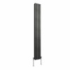 Norden 1800 x 237mm Black Silver Double Vertical Oval Column Designer Radiator