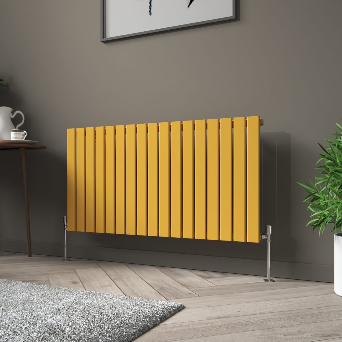 Karlstad 600 x 1158mm Zinc Yellow Single Horizontal Flat Panel Designer Radiator