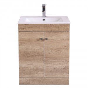 600mm Oak Effect Wash Basin Cabinet Floor Standing Vanity Unit