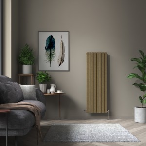 Karlstad 1600 x 546mm Black Gold Double Vertical Flat Panel Designer Radiator