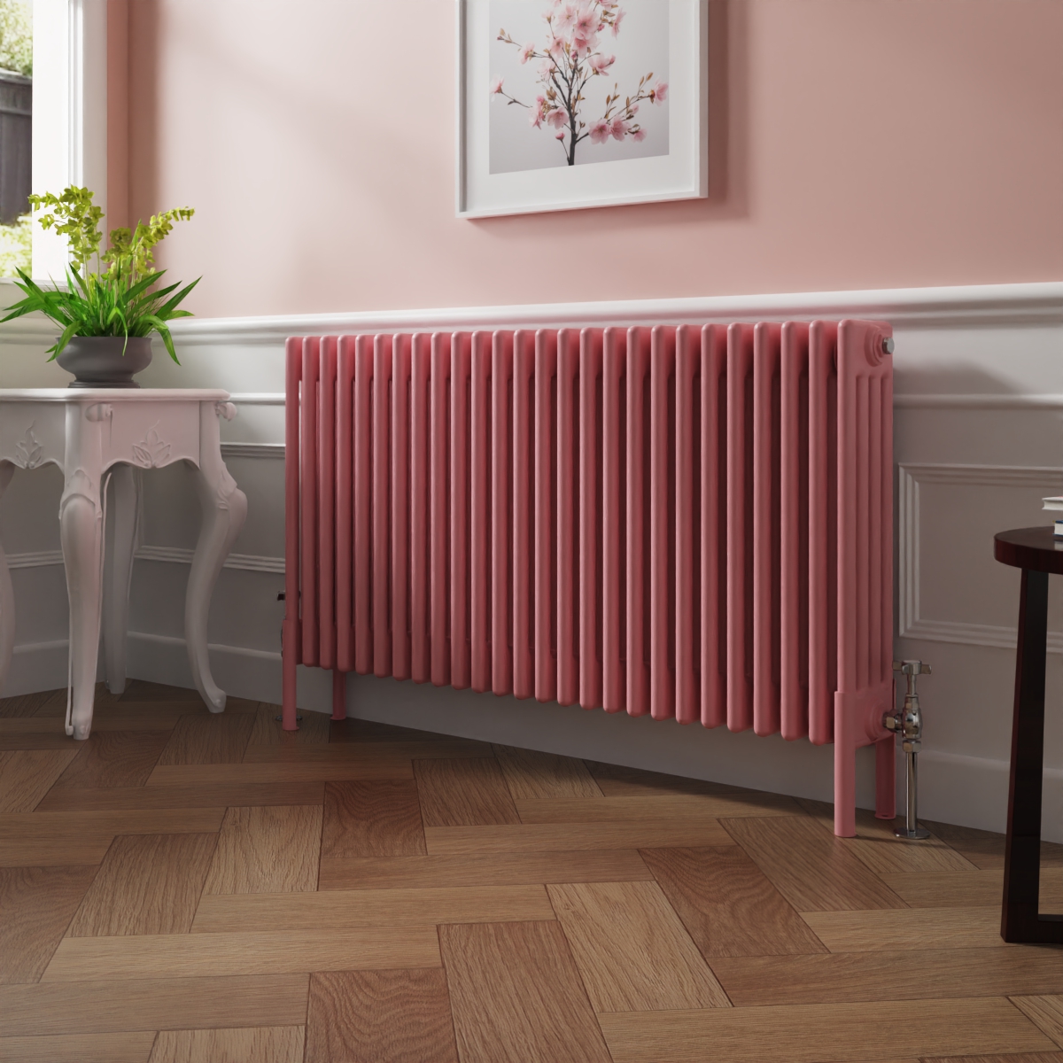 Bern 600 x 1190mm Rose Pink Four Column Horizontal Traditional Radiator
