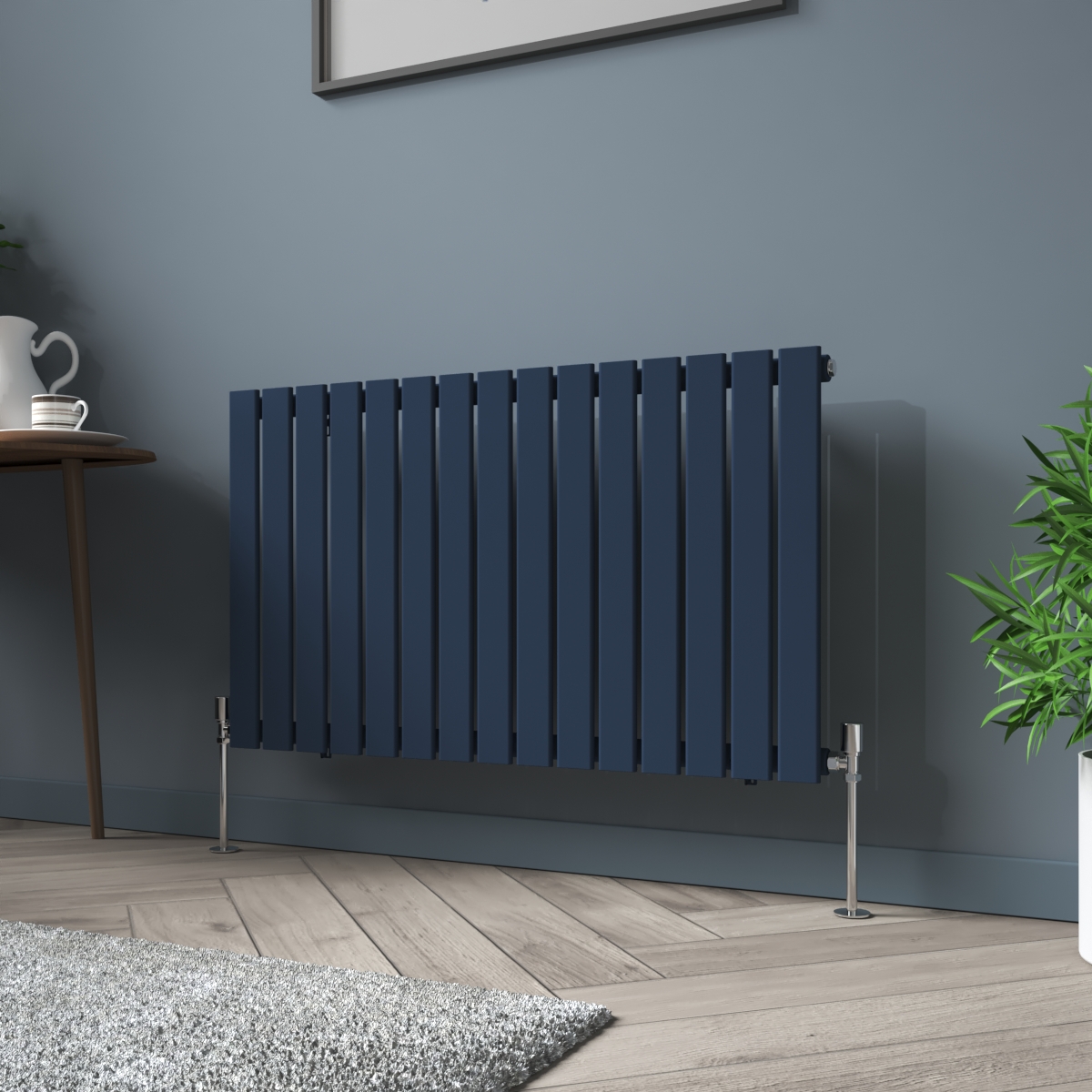 Karlstad 600 x 1022mm Sapphire Blue Single Horizontal Flat Panel Designer Radiator