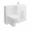 Calm White Right Hand Combination Vanity Unit Basin L Shape with Back to Wall Fresh Curved Toilet & Soft Close Seat & Concealed Cistern - 1100mm