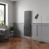 Norden 1600 x 473mm Black Silver Single Vertical Oval Column Designer Radiator