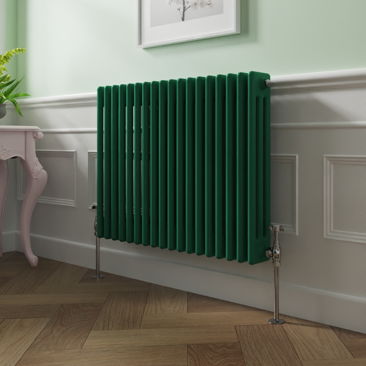 Bern 600 x 830mm Moss Green Triple Horizontal Column Radiator