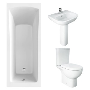 RAK Tonique Close Coupled Open Back Modern Bathroom Suite and Single Ended Bath - 1700 x 700mm