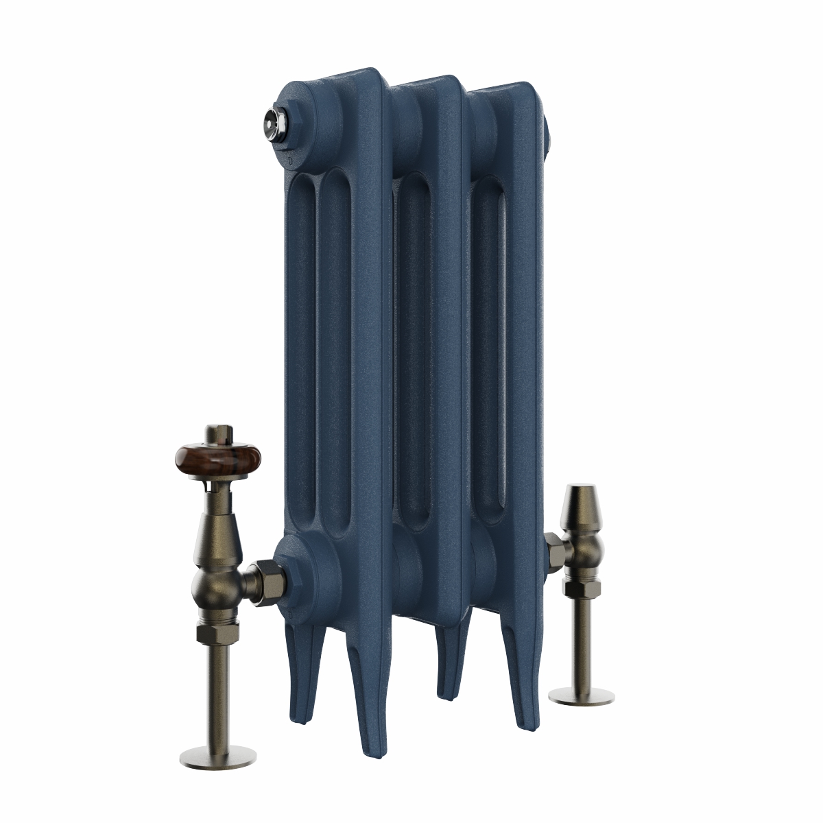 Classic  450 x 220mm  Farrow & Ball Hague Blue Triple Column Cast Iron Radiator - 3 Sections