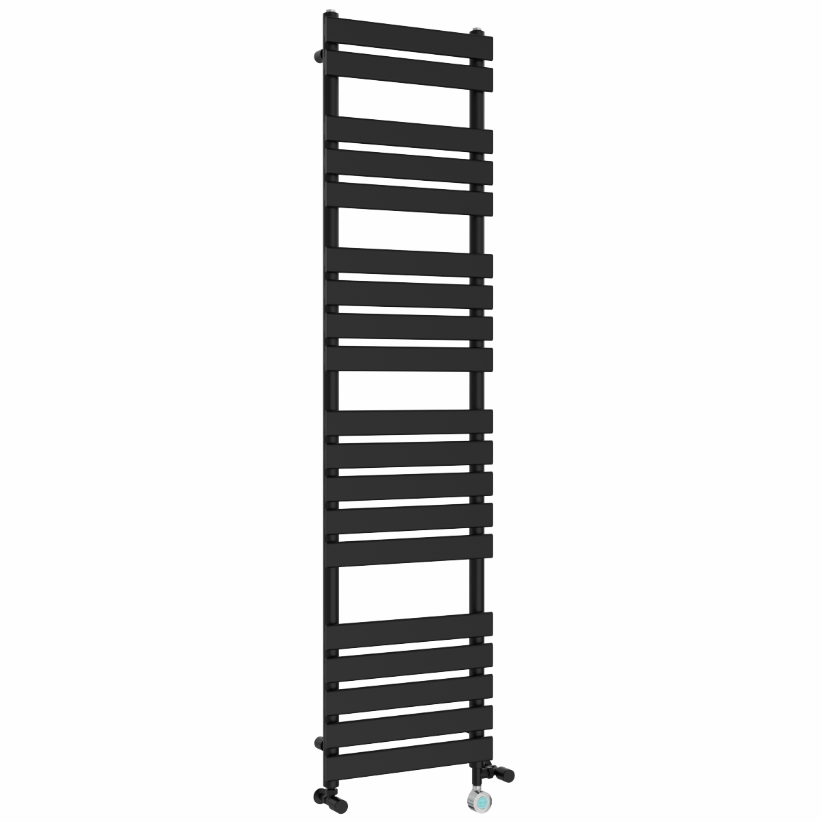 Juva 1800 x 450mm Dual Fuel Black Flat Panel Thermostatic Touch Control Electric Heated Towel Rail