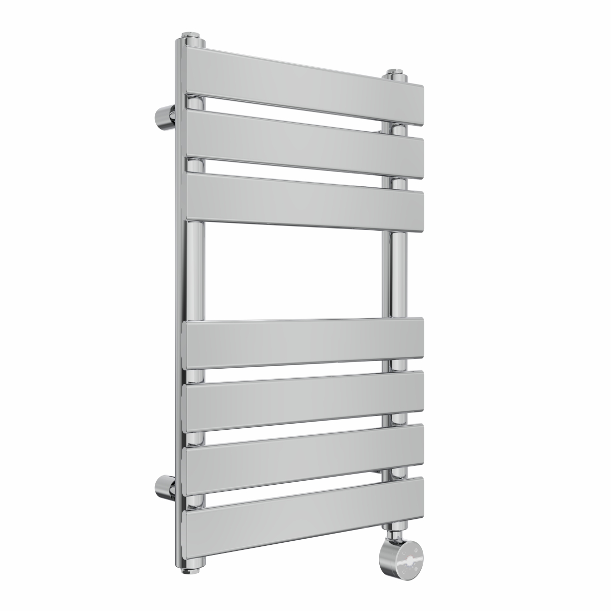 Juva 650 x 400mm Chrome Flat Panel Thermostatic Touch Control Electric Heated Towel Rail