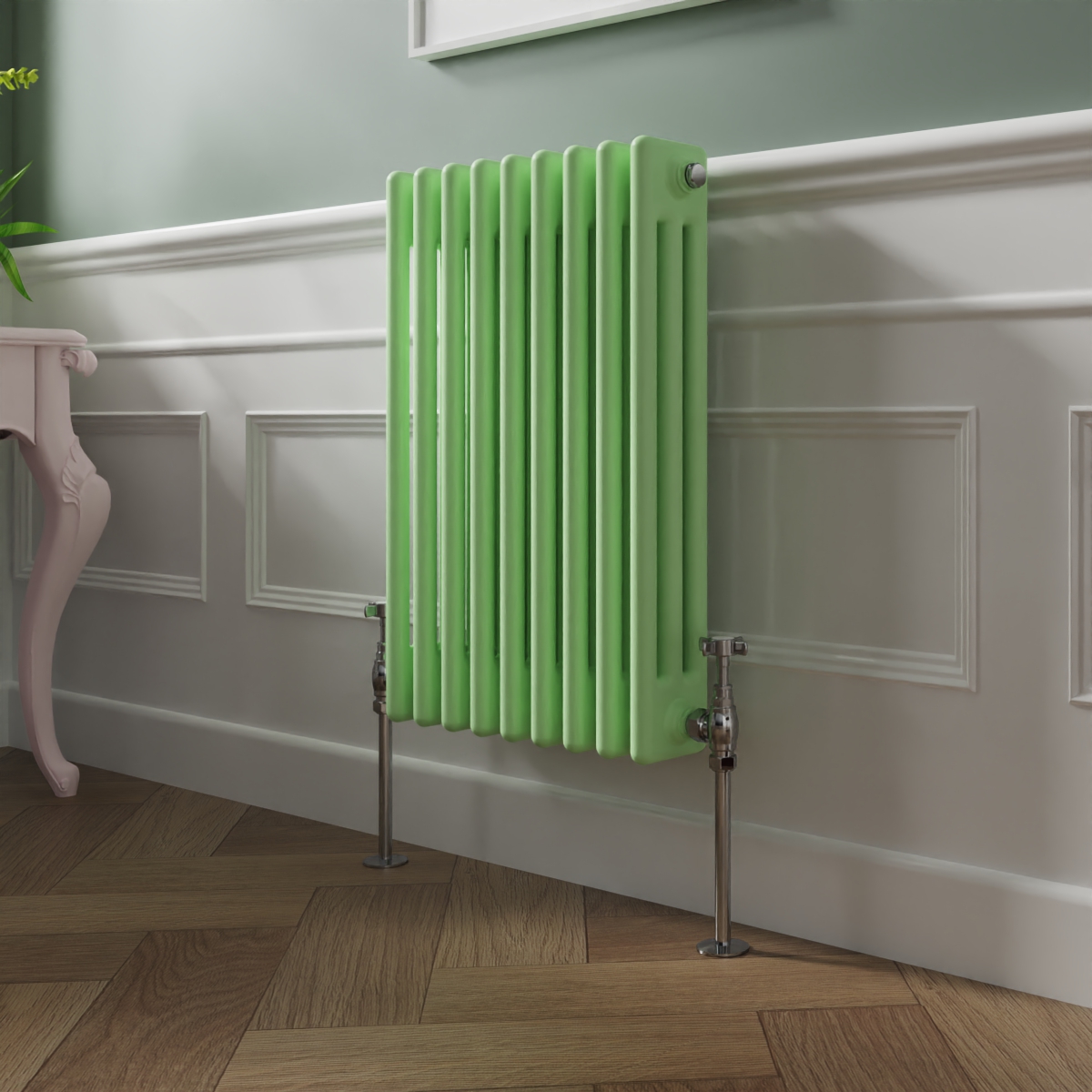 Bern 600 x 425mm Pastel Green Triple Horizontal Column Radiator