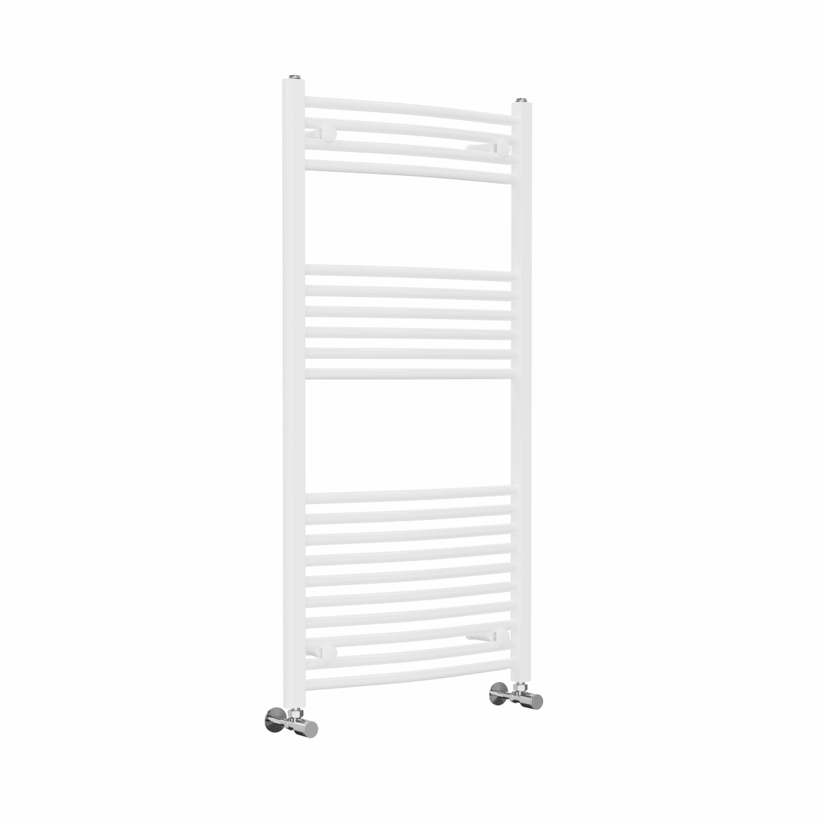 Fjord 1200 x 600mm Curved White Heated Towel Rail