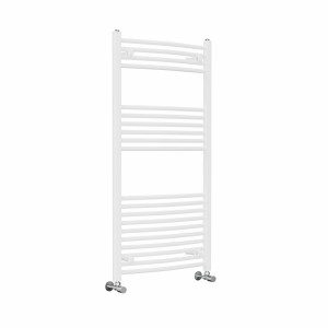 Fjord 1200 x 600mm Curved White Heated Towel Rail