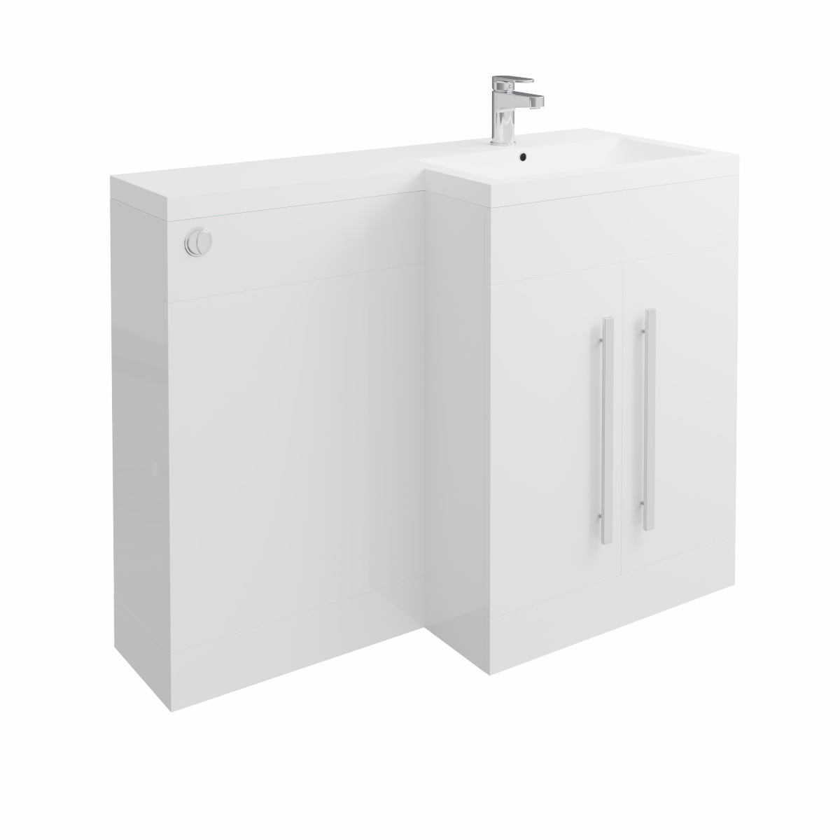 Calm White Right Hand Combination Vanity Unit Set with Concealed Cistern (No Toilet) - 1100mm