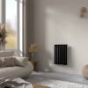 Norden 600 x 414mm Black Horizontal Oval Tube Wifi Electric Radiator - 400W