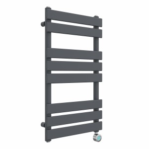 Juva 800 x 450mm Sand Grey Flat Panel Thermostatic Touch Control Electric Heated Towel Rail