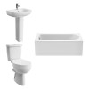 Splash Bathroom Suite with Close Coupled Toilet and Essential Singled Ended Bath 1600 x 700mm - Front Bath Panel Included