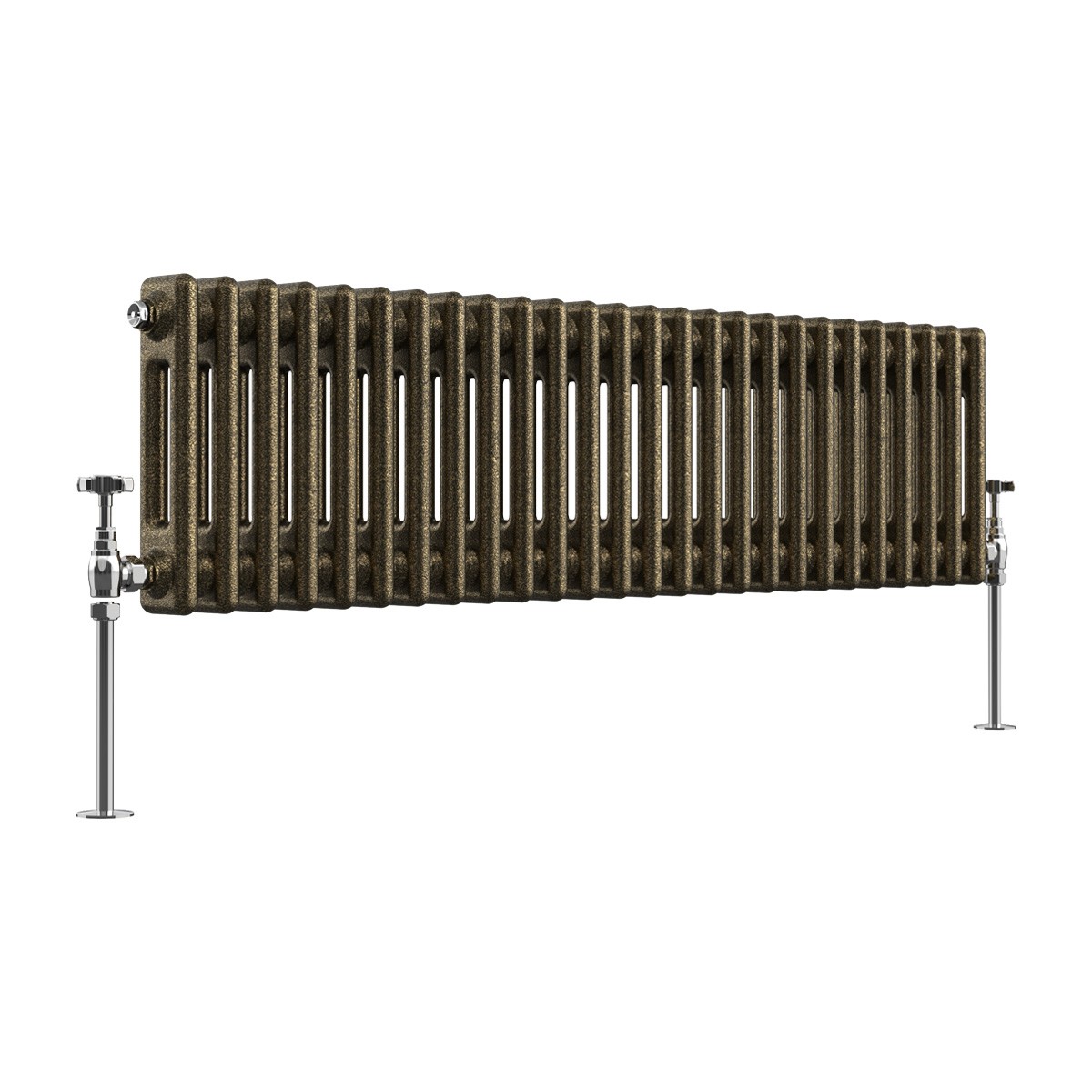 Bern 300 x 1190mm Black Gold Double Column Horizontal Traditional Radiator