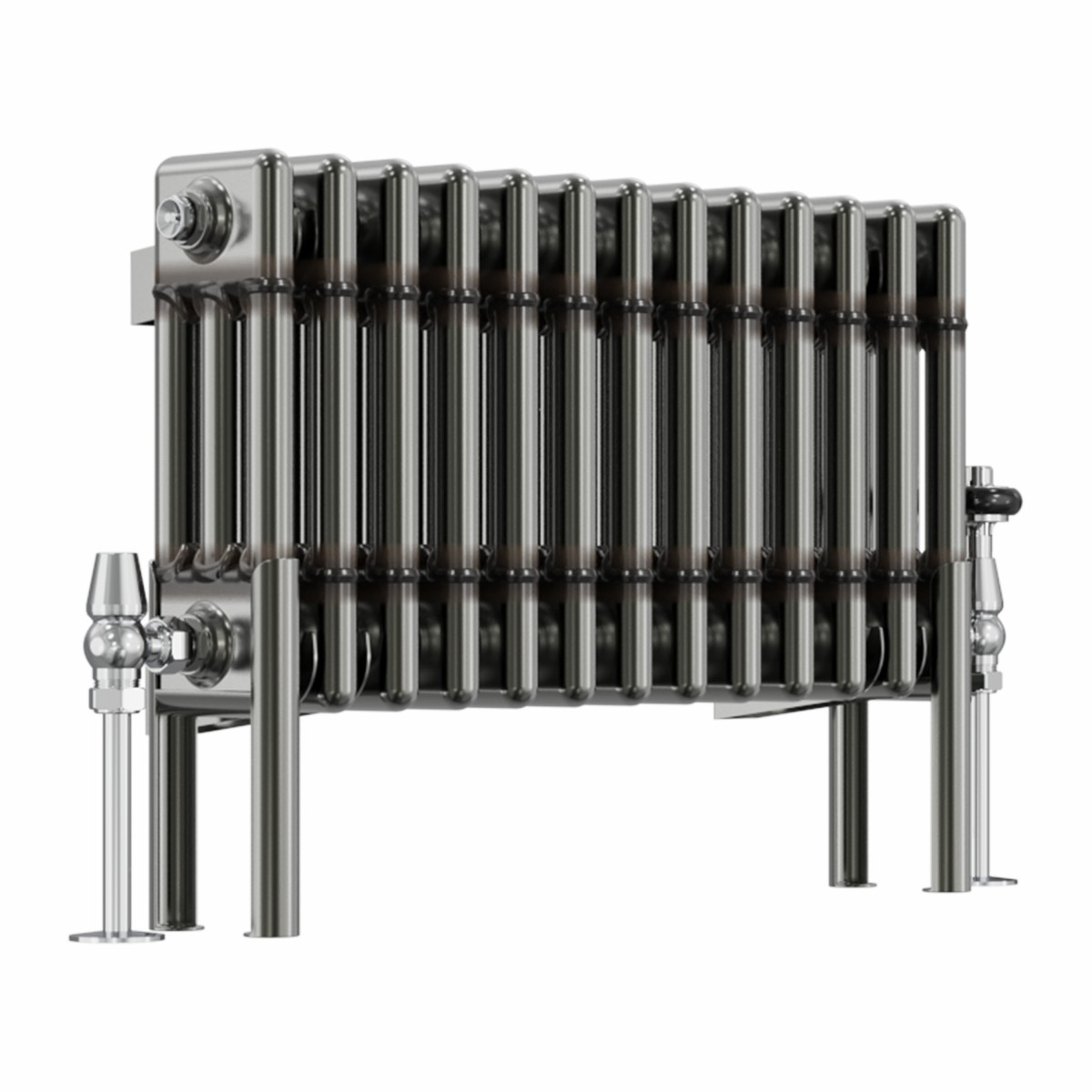 Bern 300 x 605mm Raw Metal Triple Column Horizontal Traditional Radiator