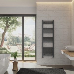 Bergen 1600 x 500mm Straight Anthracite Heated Towel Rail