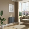 Lulea 600 x 760mm Anthracite Double Horizontal Flat Panel Designer Radiator