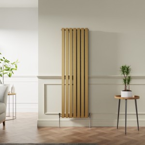 Lulea 1600 x 480mm Metallic Gold Double Flat Panel Vertical Designer Radiator
