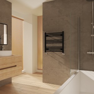Fjord 600 x 600mm Curved Black Heated Towel Rail