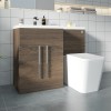 Calm Walnut Left Hand Combination Vanity Unit Basin L Shape with Back to Wall Cordoba Square Toilet & Soft Close Seat & Concealed Cistern - 1100mm